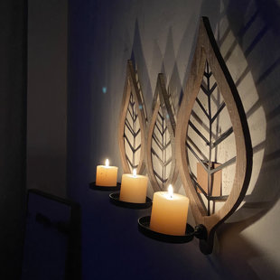 Wood Wall Sconce Candle Holder 